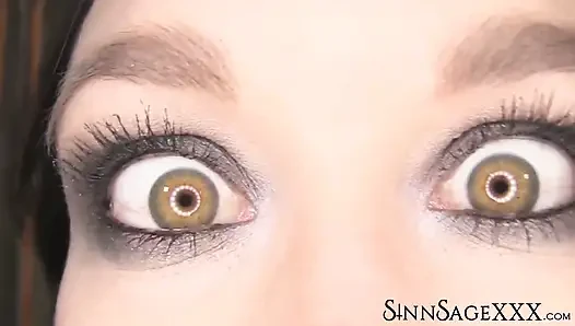 Sinn Sage Highlights Beautiful Hazel Eyes In Close Up For Camera View