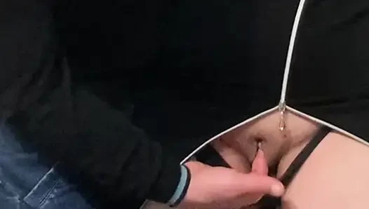 Strange Perv Fingering MILF Pussy in Public