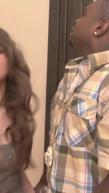 Emotional moment from "Black stud bangs a white babe in an interracial fuck session"