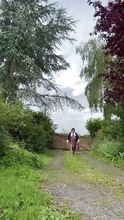 Dressed in a little plaid suspender skirt for an evening