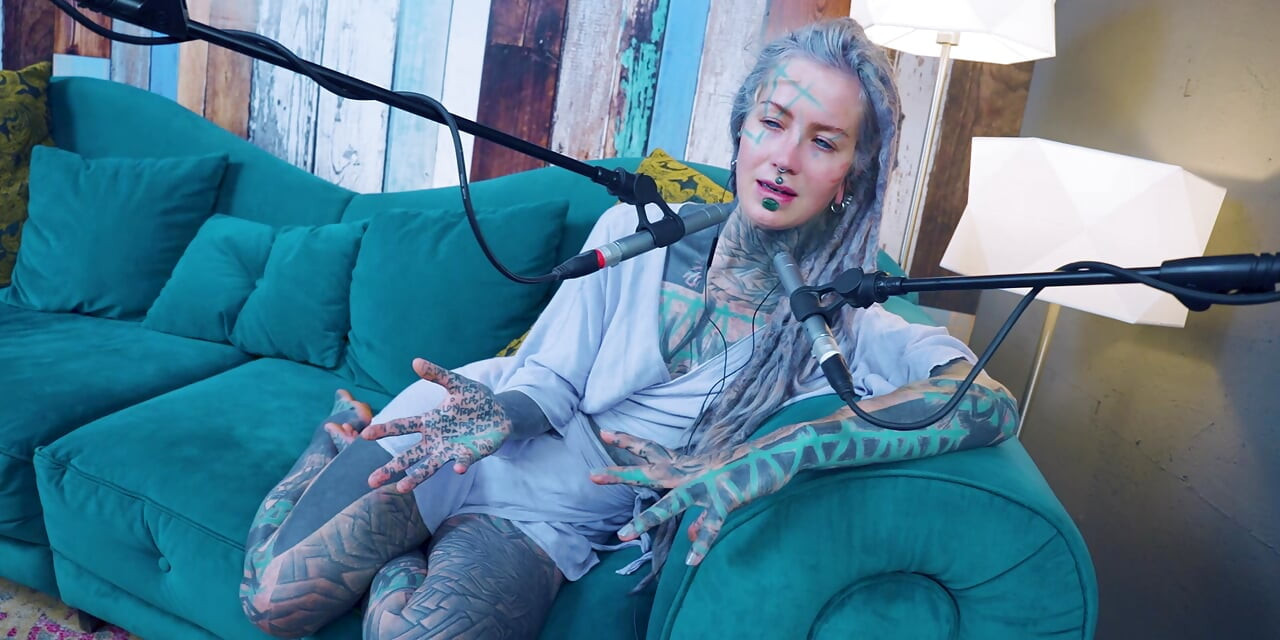 I talk about Z - zeal - ASMR podcast SFW talking goth skinny girl dreadlocks tattoo model inked girl