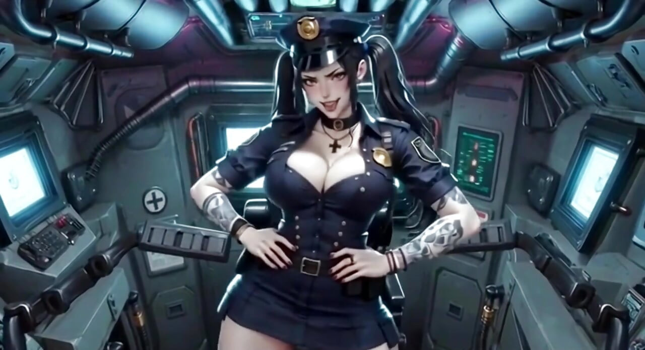 Anime Cute Police Officer Showing Boobs, Ai Animation