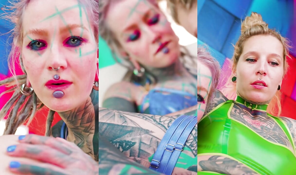 Latex Lesbian Strap-On Fun with Alt Tattooed Girls & German Dirty Talk