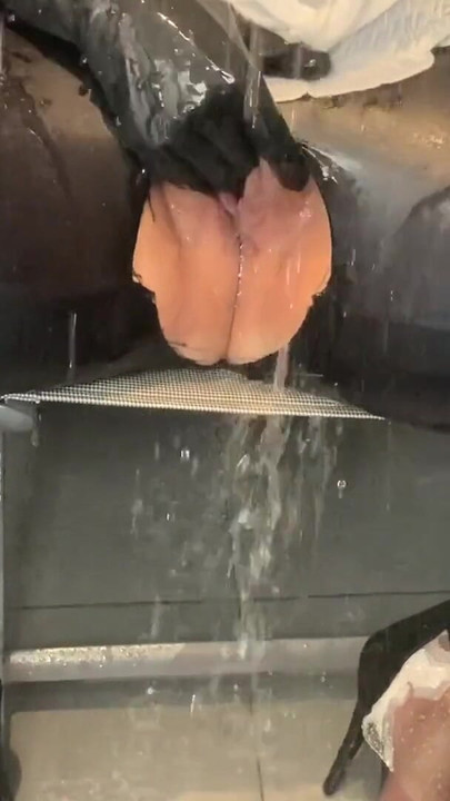 Powerful moment from "Shower Masturbation and Pissing in Leggings and PVC Boots"