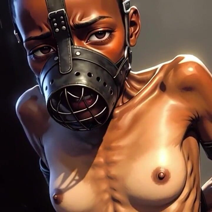 Skinny African Girl in Bondage - Desperate for Big Cock Inside Her