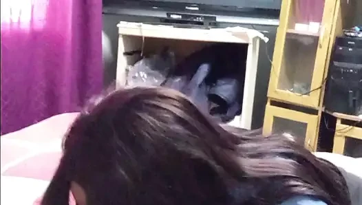 Blowjob qeeun gives best blowjob to white man