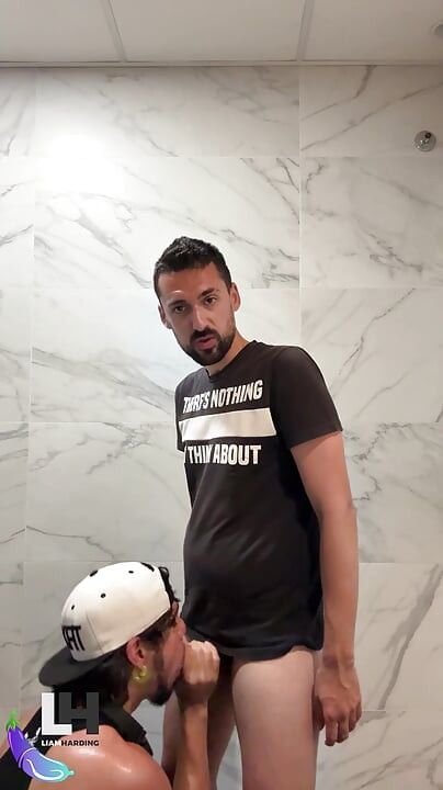 hot daddy fucking sexy latino in public bathroom