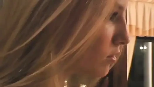 Horny blonde babe gets her tits sucked then nailed