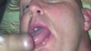 White boi gets fed by latina cum gusher