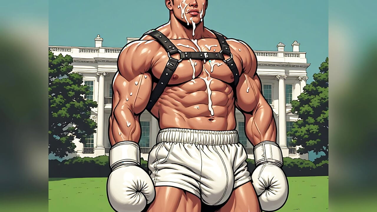 Asian Cum Covered Muscle Men Art
