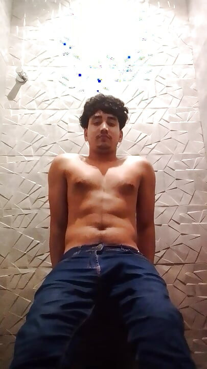A Bad Boy Gives It His All When He Gets Into the Toilet and Masturbates, Getting His Hard Cock Hard
