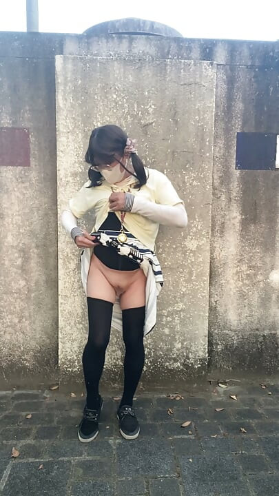 No.335 Crossdresser Exposing Tucks in Male Toilets and Peeing