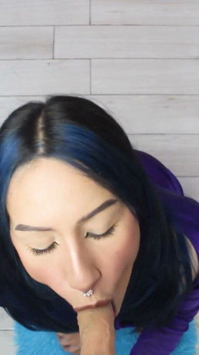 Goth girl gives a blowjob to a dildo while thinking about my ex-boyfriend! | Clip 1