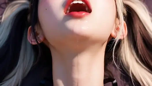 Horny AI slut masturbates on the floor until she cums