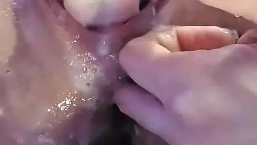 Dirty talking wife squirts three times on video call