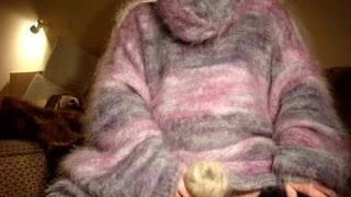 Mohair rosa und graue Masturbation