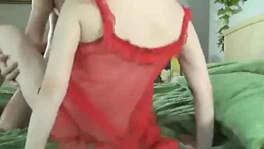 Sexy redhead MILF anal creampie