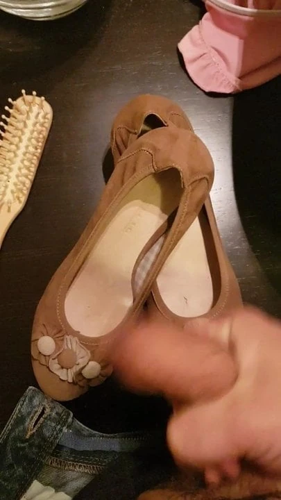 Cumshot on the my bitch flat shoes