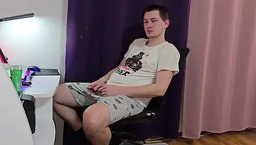 Naughty Horny Guy Experiences Crazy Intense Orgasm While Watching Porn at Night Before Going to Bed