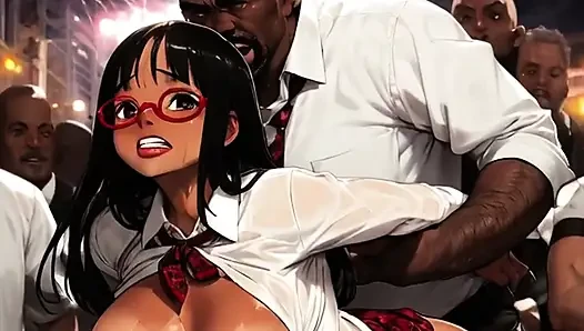 Wanita seksi ini mermuka besar pria kulit hitam di lubang mosh