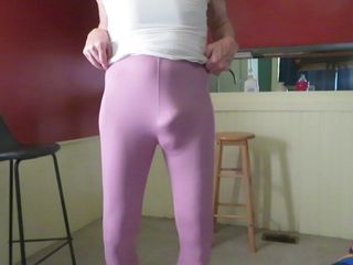 Male slut in skin-tight leggings