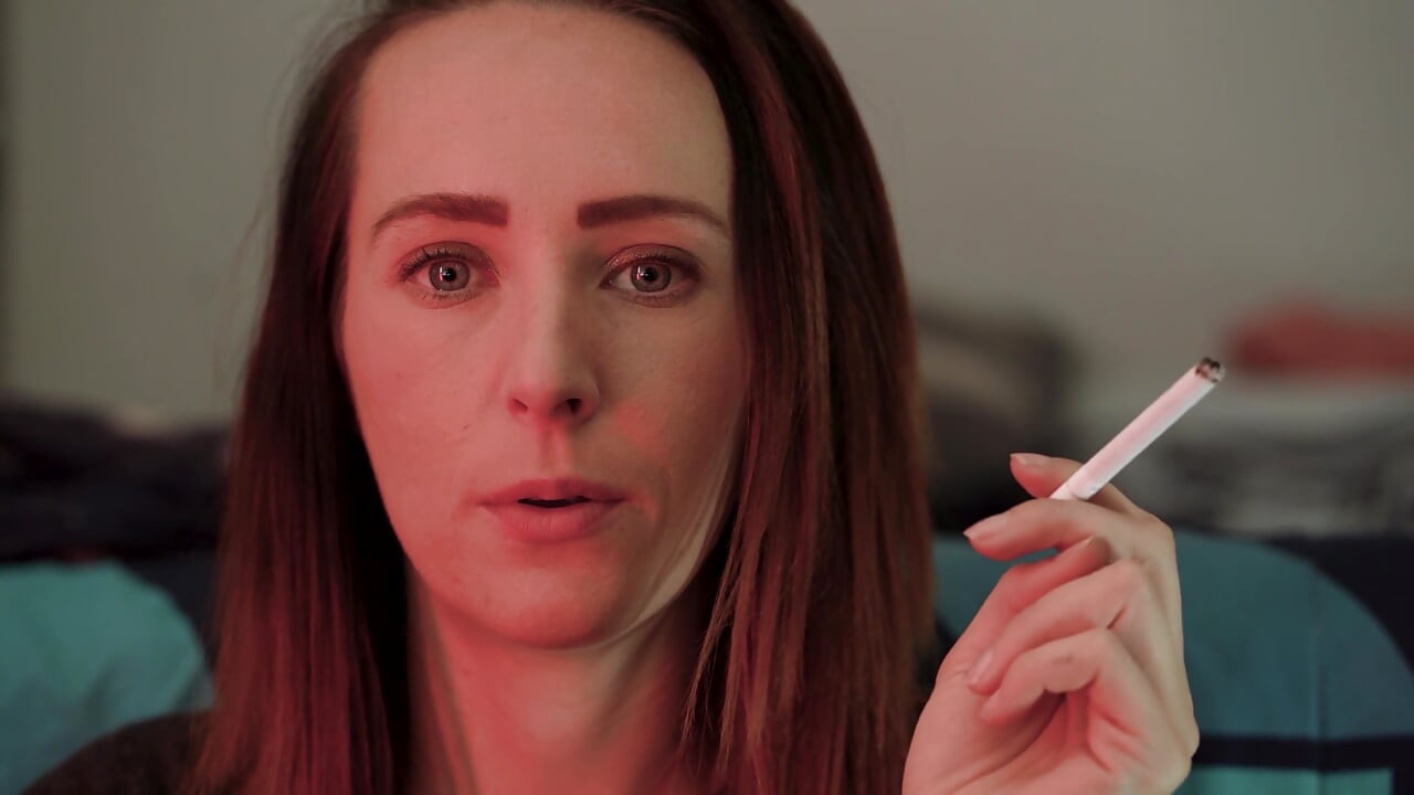 Petite Brunette Close up Smoking Tease