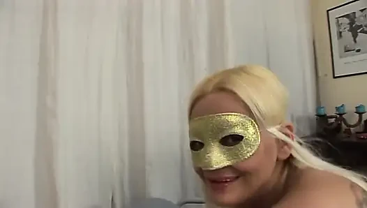 MILF in mask gets fucked by a younger boy