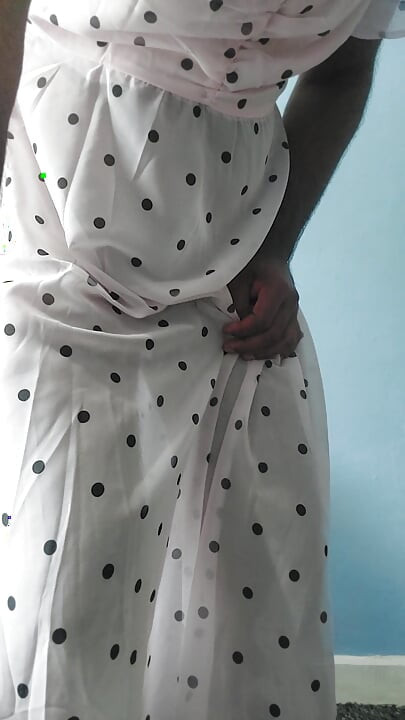 Boy masturbating wearing a Silk Seethrough Wet Pink polka dots Gawun