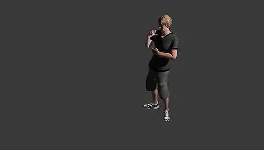Seorang pria bernyanyi dengan mic invisabel