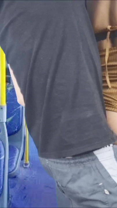 Naughty thigh hottie inside public transport and cums in her big ass | Clip 2
