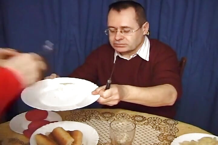 French Granny Got to Suck Cock at Dinner