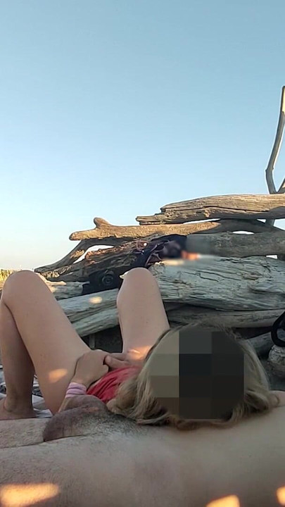 Key moment from "Pussy flash - Stranger caught my stepdad touching my pussy on a public beach and jerked off his dick -"