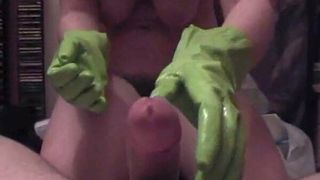 Crazygreen гумові рукавички мастурбує