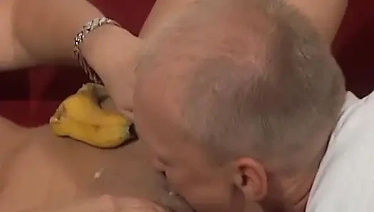 MILF From Germany Got Her Pussy Fucked by Banana