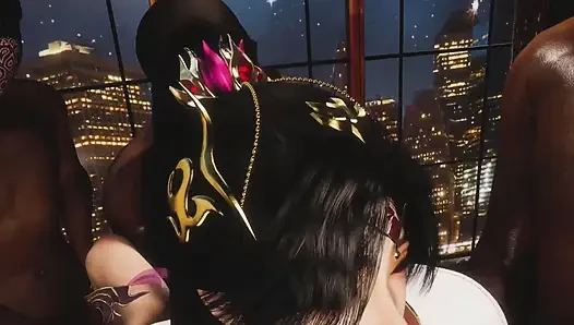Model cosplay toket besar 3d dientot habis-habisan sama kontol besar pria kulit hitam