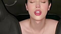 Cruising straight uber driver fucks bareback the tight ass of beautiful young gay man in the car cums inside her ass