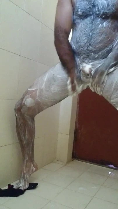 hairy Indian guy masterbating in shower