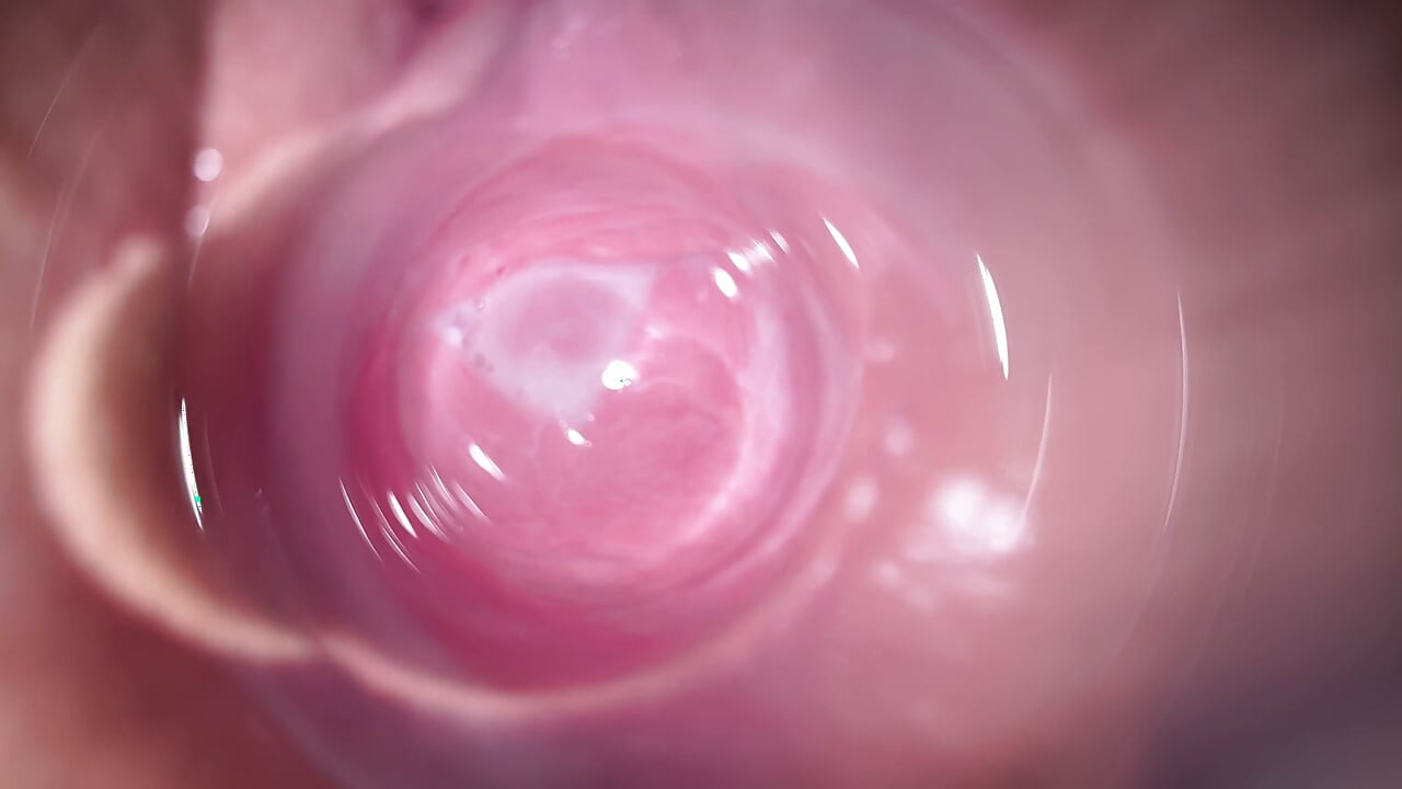 Camera deep inside Mia's teen creamy pussy