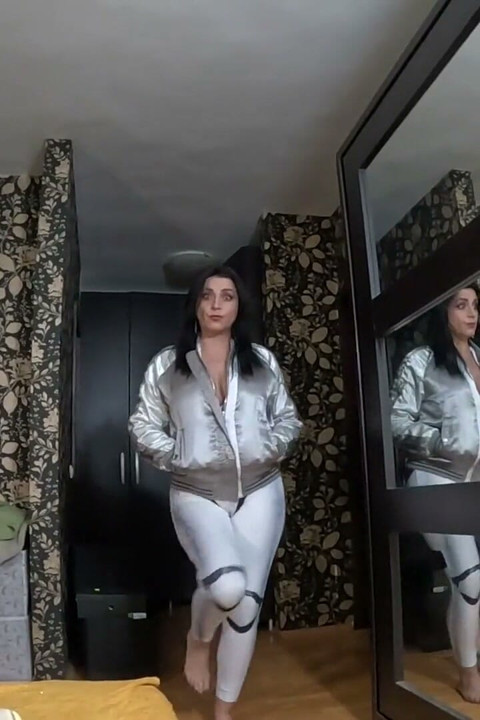 Shiny Robot Suit, Drooling Blowjob & Gagging Play - Cum on My Bomber Jacket