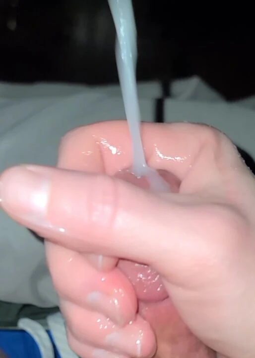 Big cumshot hand job with messy cum rubbing