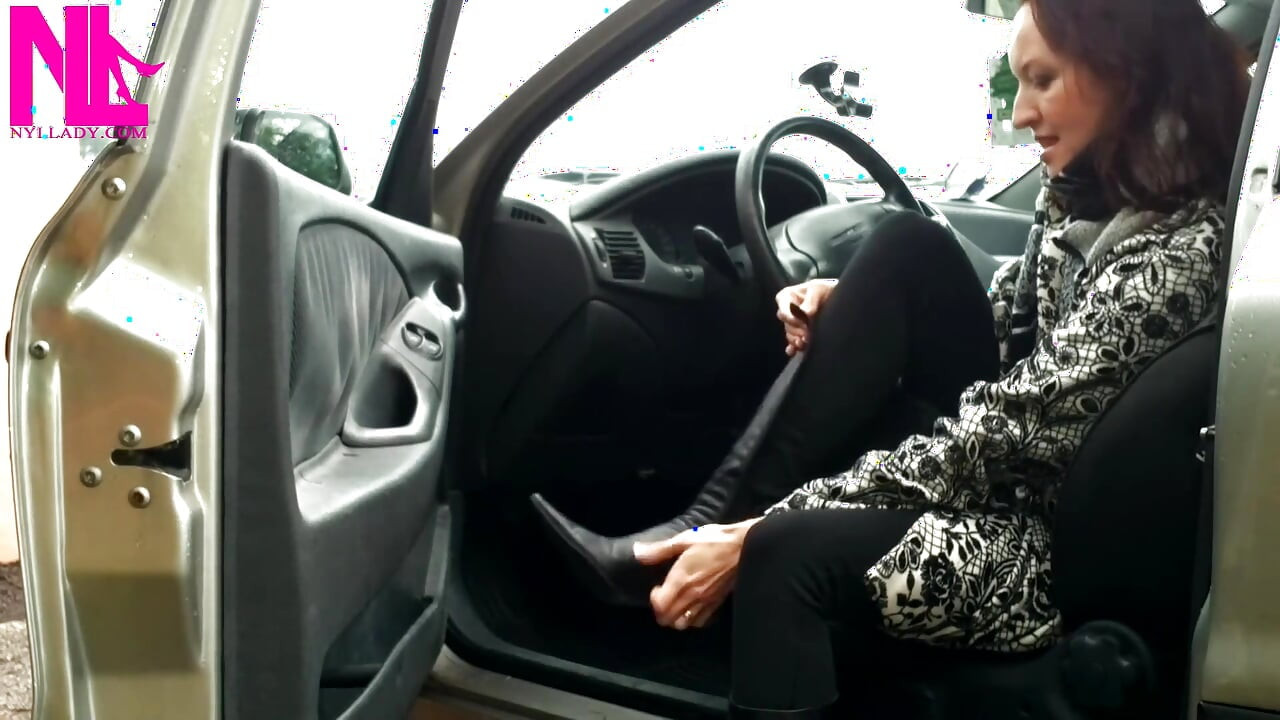 Pedal Pumping and Unzipping My Black Leather High Heeled Boots