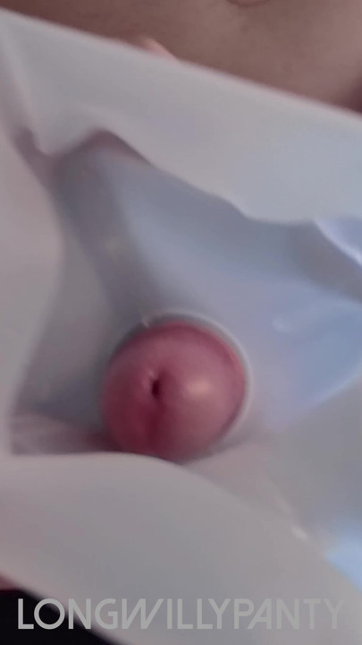 Straight guy sticks his uncut cock in a milk bottle