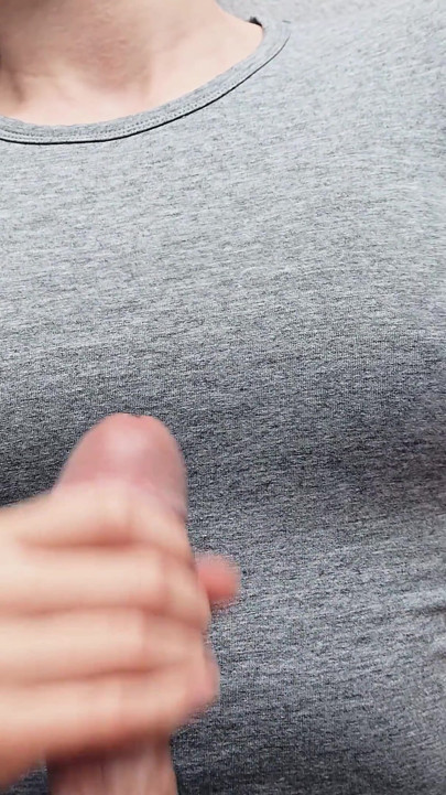 Hot Cumshot on My New Gray T-shirt!