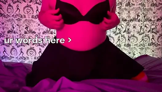 Chubby sissy Emma spanks herself and offers her body to you