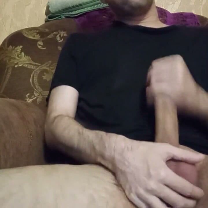 Big Cock and Hot Balls. Horny Guy Jerking and Derives Pleasure