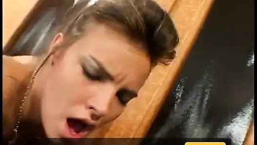 Blonde bitch takes deep double penetration