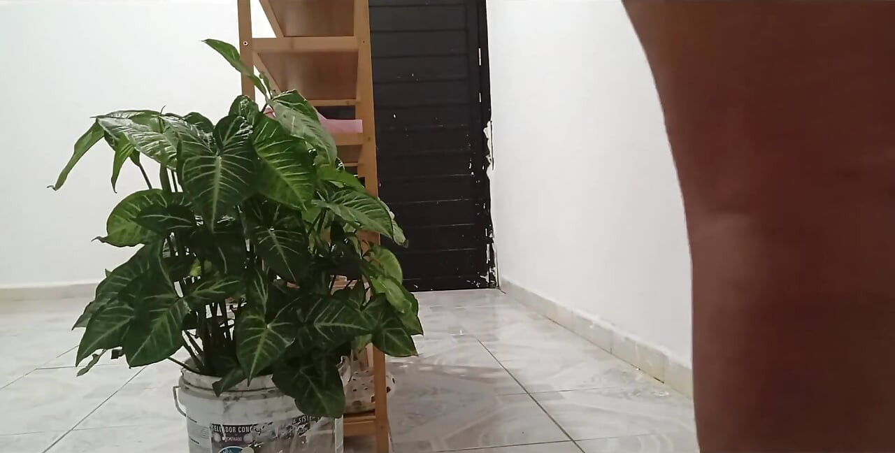 Chubby Neighbor Cleaning Her New Apartment
