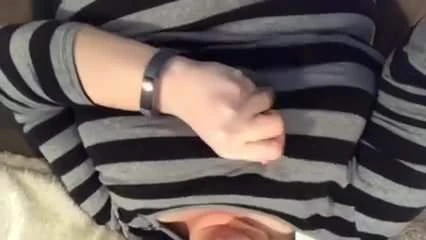 Over shirt breast squeeze