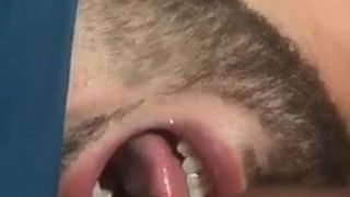 Shemale cums on partners mouth