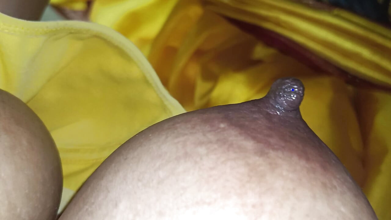 Yellow saree hot breast nipple licking